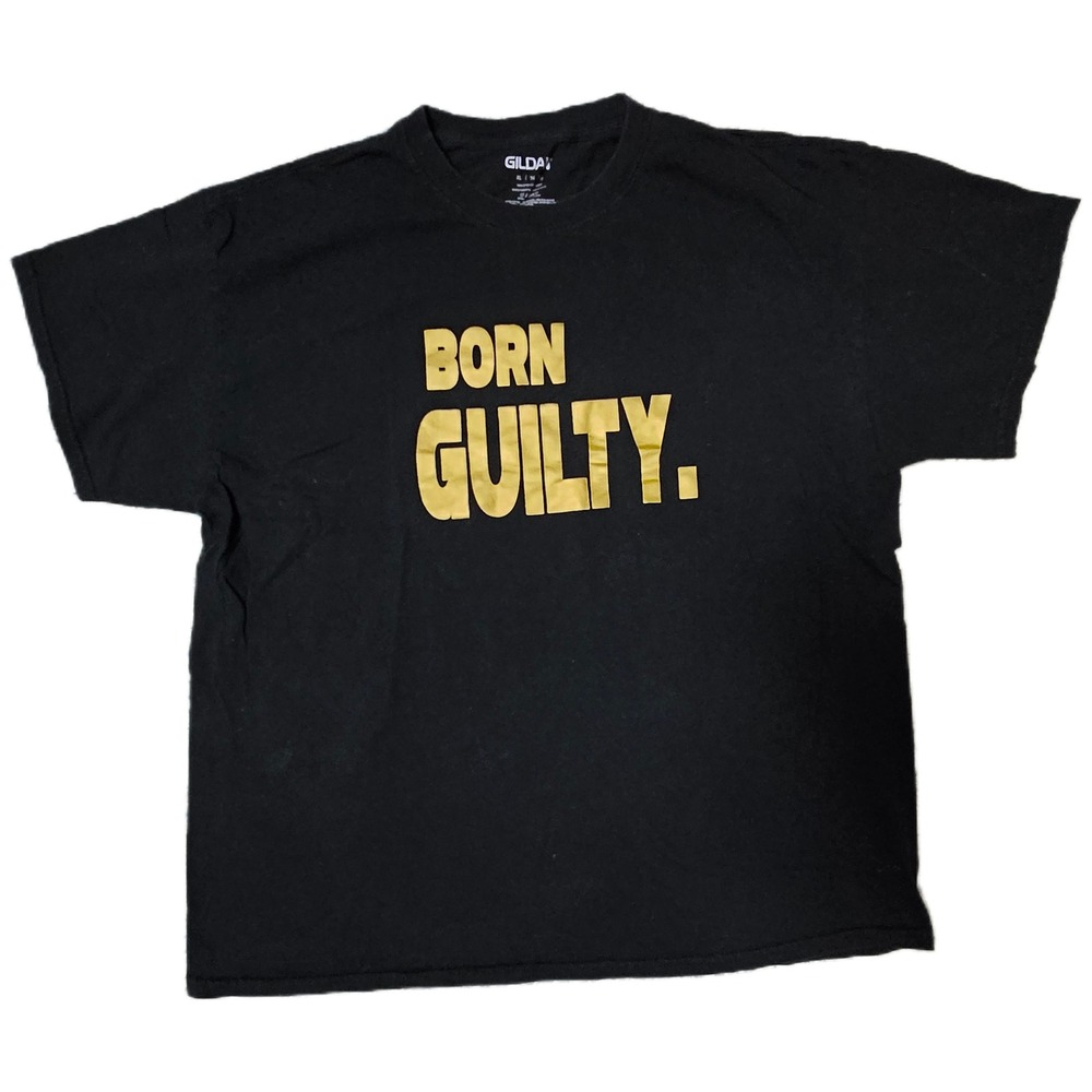Born Guilty Graphic T-Shirt Gildan Black Gold Men's XL Casual Fashion
(Q)